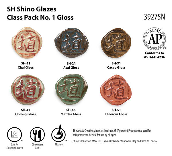 bigceramicstore-com,Amaco Shino Gloss Class Pack 1,Amaco,Glazes - Class Packs