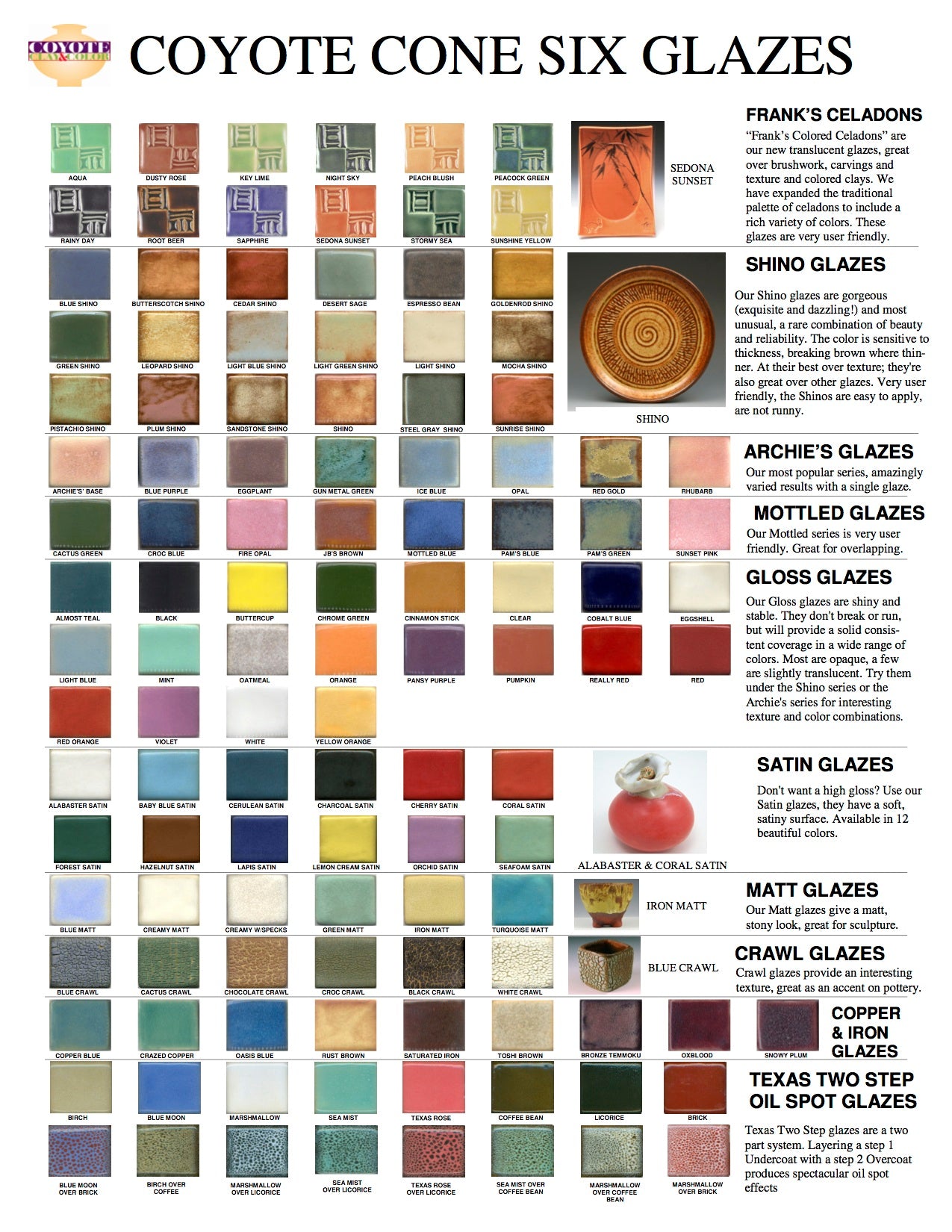 bigceramicstore-com,Coyote Cone 6 Glazes Color Charts,Coyote,Glazes - Mid-fire