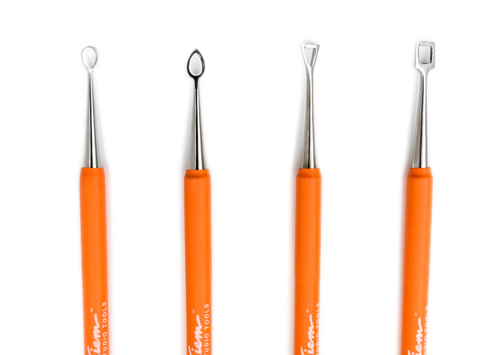 Xiem 4-Piece Stainless Steel Double-Ended Carving Tool Set (Orange) image 3