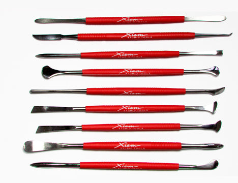 Xiem 9-Piece Stainless Steel Double-Ended Modeling & Carving Tool Set (Red) image 1