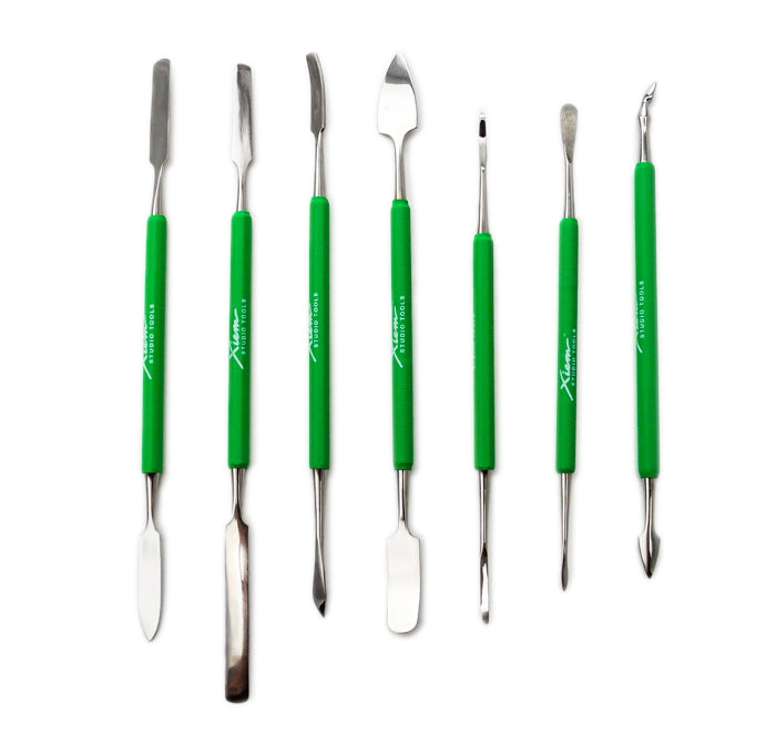 Xiem 7-Piece Stainless Steel Double-Ended Carving & Sculpting Tool Set (Green) image 1