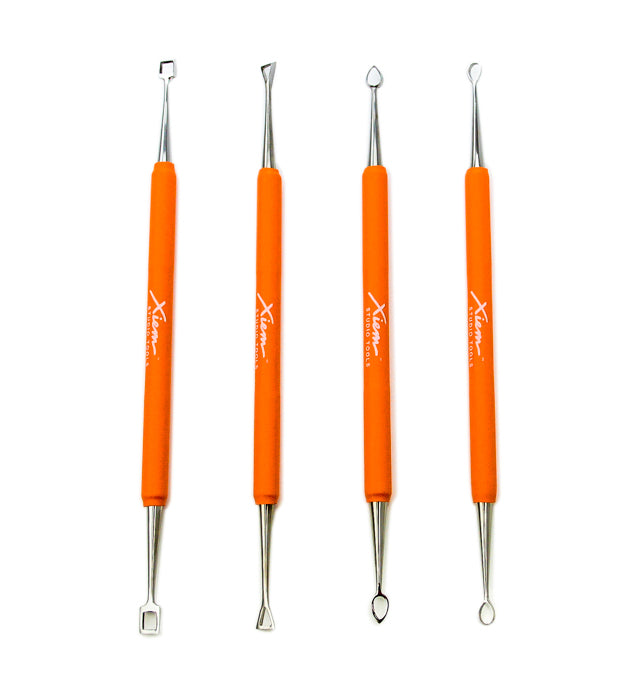 Xiem 4-Piece Stainless Steel Double-Ended Carving Tool Set (Orange) image 2