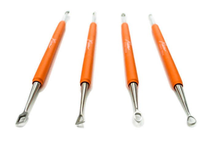 Xiem 4-Piece Stainless Steel Double-Ended Carving Tool Set (Orange) image 1